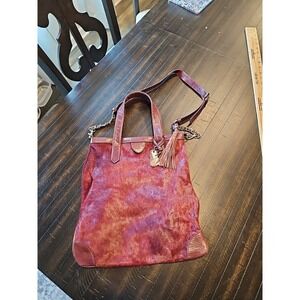 Aqua Madonna Merlot Cow Hair Fur and Leather Shoulder Bag Purse